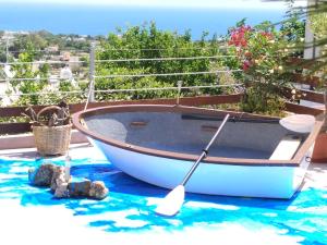 阿特米达country & sea的一艘在游泳池顶部划桨的船