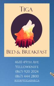 耶洛奈夫Tiga Bed and Breakfast的红色早餐标志的住宿加早餐旅馆海报