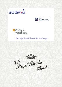 北马马亚-讷沃达里Royal Paradise Beach的一张用于婚礼的卡片,上面有戴皇冠的锦 ⁇ 图案