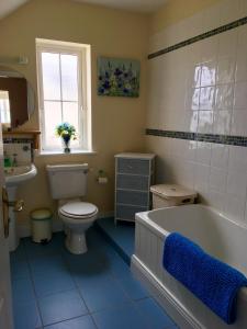 瓦伦西亚岛Fuchsia House的带浴缸、卫生间和盥洗盆的浴室