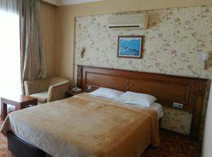 马尔马里斯坎丹海滩酒店 的配有一张床和一把椅子的酒店客房
