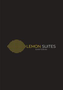 费拉Lemon Suites Santorini的黑色背景上的黄色标志