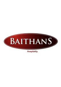 阿吉曼Hala Inn Hotel Apartments - BAITHANS的黑白标志,带有单词浴室