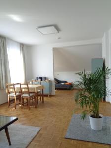 莱比锡Leipzig-Südwest的客厅配有桌椅和植物