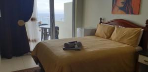 马盖特The Homestead Margate - South Africa的一间酒店客房,配有一张带袋子的床