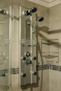 伊丽莎白港L'auberge Country Hideaway的带淋浴的浴室,带玻璃门