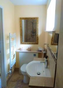 斯特劳德Sunny Patch的一间带卫生间、水槽和镜子的浴室