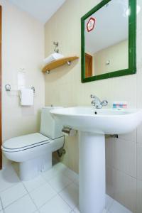 莫特里尔Hotel Costa Andaluza的一间带水槽、卫生间和镜子的浴室