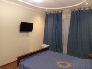 蒂拉斯波尔Квартира в Тирасполе的一间卧室配有一张床和一台平面电视