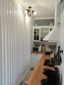 布拉迪斯拉发PÁLFFY的厨房里设有白色垂直百叶窗