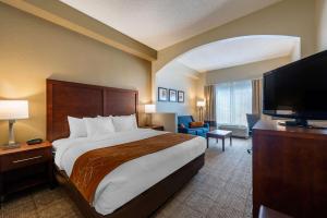奥兰多市中心康福特套房酒店的配有一张床和一台平面电视的酒店客房
