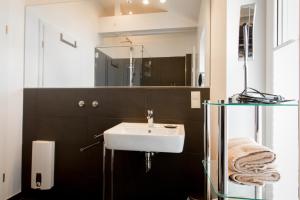 巴特诺因阿尔-阿尔韦勒菲尔德霍夫公寓的一间带水槽和镜子的浴室