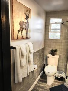 马里波萨Papillon Cellars - The Loft的一间带卫生间的浴室和鹿的照片