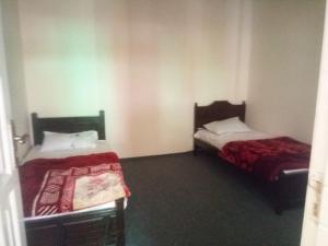 罕萨Four Seasons Guest House Hunza的一间客房内配有两张床的房间