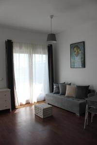 斯维诺乌伊希切Platan 17的带沙发和窗户的客厅