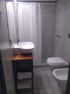 科尔多瓦Casa confortable的一间带水槽、卫生间和淋浴的浴室