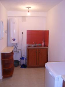 克尔贾利Стаи за гости "Пламена"的一个带水槽和水槽的小厨房