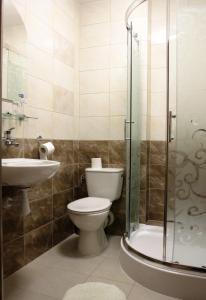 热平Park Hotel的浴室配有卫生间、盥洗盆和淋浴。