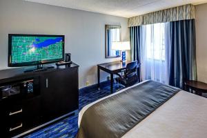 门托克利夫兰东北 - 门图尔假日酒店的配有一张床和一台平面电视的酒店客房