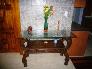 拉塞瓦皮科波尼山林小屋的花瓶上的玻璃桌
