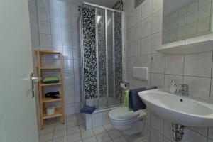 班纳维茨克什伯格膳食公寓酒店的一间带水槽、卫生间和淋浴的浴室