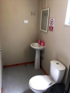 维库尼亚Casa Ollagua的浴室配有白色卫生间和盥洗盆。