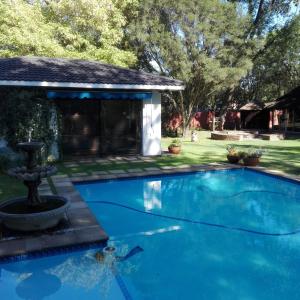 SasolburgAzrielle Guesthouse的庭院中一个带喷泉的游泳池