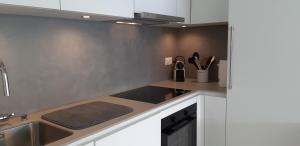 隆科索普拉阿斯科纳圣马蒂诺公寓的厨房配有白色橱柜和水槽