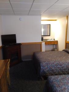 沃瓦Algoma Motel的酒店客房配有两张床和一张书桌