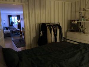 尤城Nordhagen Gate的一间卧室配有一张床和衣架