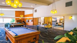 哈斯特Heartland Hotel Haast的一间带台球桌和乒乓球桌的房间