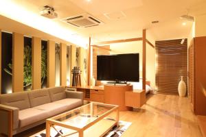 札幌C-HOTEL affetto(Adult Only)的带沙发和电视的客厅