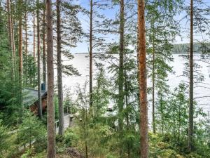 VuoriniemiHoliday Home Iltarusko by Interhome的树林中的水景房屋