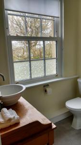 瓦伦西亚岛Reenglas House的浴室设有窗户、水槽和卫生间。