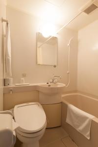 福冈福冈天神高丽良宵卡尔顿酒店的浴室配有卫生间、盥洗盆和浴缸。