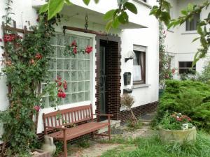 布兰肯拉特Lindenhof Hahn的玫瑰屋前的长凳