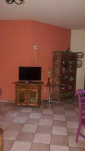 塞蒂拉瓜斯Recanto Pau Brasil的一间带电视和橱柜的客厅