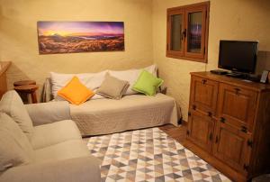 Las Cañadas del TeideCasa Tajinastes del Teide的一间带床和电视的客厅