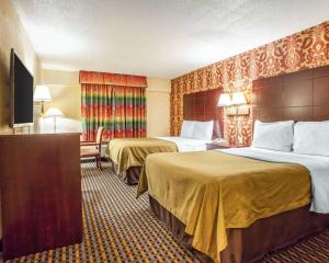 泽西市泽西城伊克诺旅店的酒店客房设有两张床和电视。