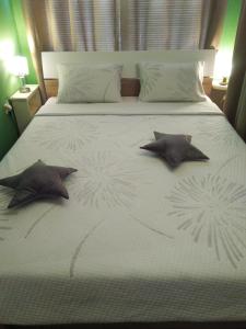 哥鲁拜克Apartments Barocco的一张带两个枕头的白色床