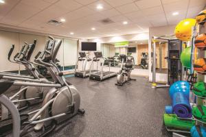 德卢斯德卢斯拉金塔套房酒店的健身房设有跑步机和有氧运动器材