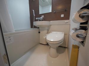 太田市Hotel Route-Inn Grand Ota Ekimae的一间带卫生间和水槽的小浴室