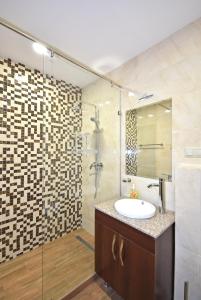 埃里温Luxury apartments just near Republic Square的一间带水槽和淋浴的浴室