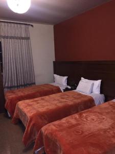 巴勒贝克卡纳安集团酒店的酒店客房设有两张床和窗户。