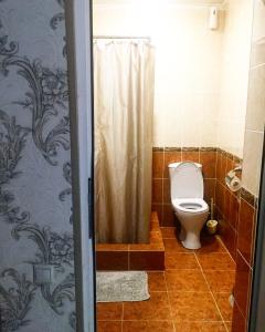 阿德勒Guest house on Kamyshovaya 12 a的一间带卫生间和淋浴的浴室