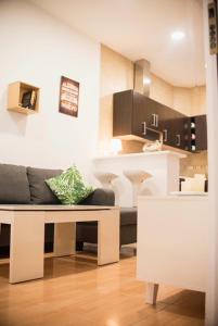 梅利利亚NICE HOME city center的带沙发的客厅和厨房