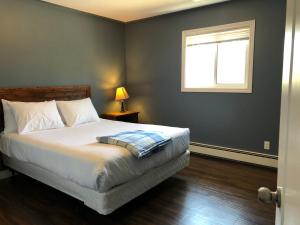 托伯莫里悬崖高地汽车旅馆的一间卧室设有一张大床和一个窗户。