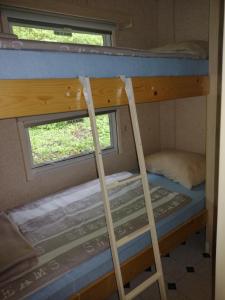 布莱德Samson mobile house的双层床间 - 带两张双层床和一扇窗户