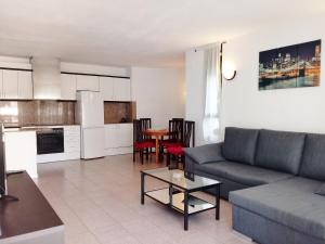 萨洛Apartamentos Riviera Niza 05的客厅配有沙发和桌子