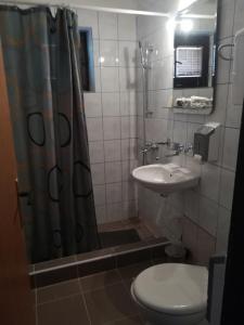 巴尼亚科维利亚查LAZAREV KONAK的浴室配有卫生间、盥洗盆和淋浴。